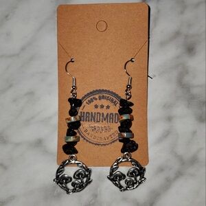 Handmade Mushroom & Stone Dangle Earrings